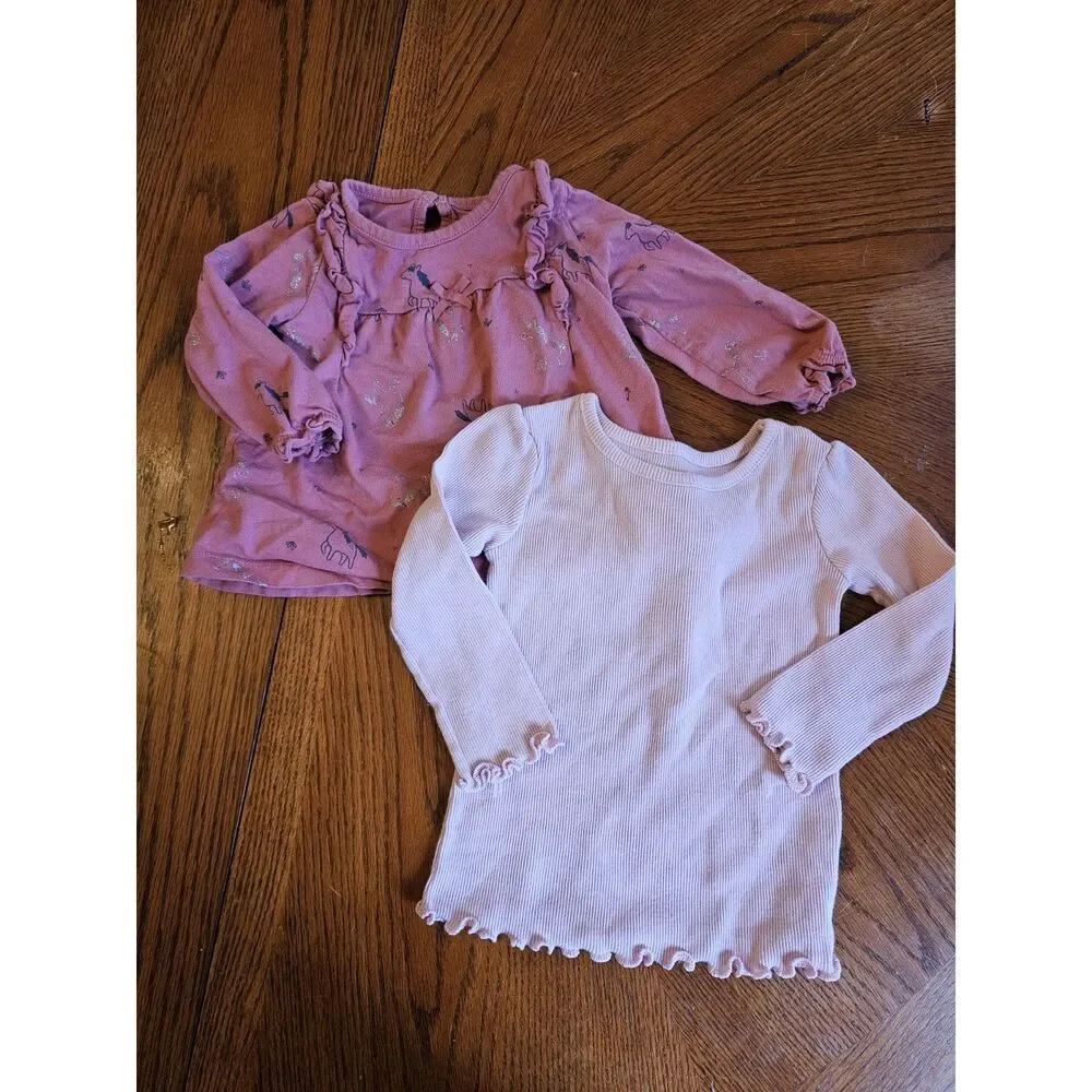 2 baby girls WINTER TOPS size 12‎ month Long Sleeve Shirt Bundle